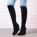 Women Autumn Winter Knee High Boots Wedge Boots for Women Plus Size Suede Elastic Women's Long Botas Feminino Botas Para Mujer