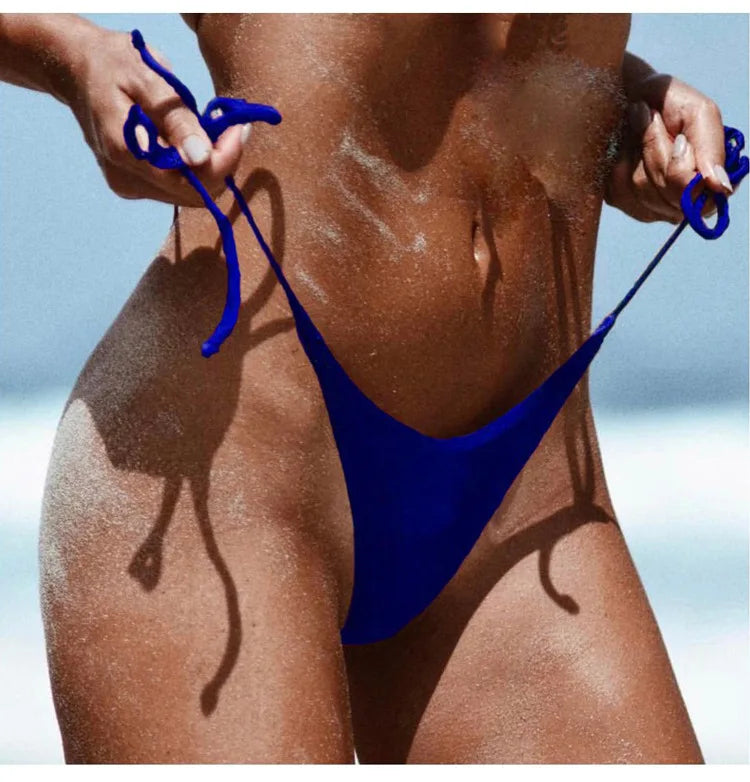 Ladies Sexy Thong Bikini Bottoms Tie Side Swimwear Low Waist Briefs Comfortable Summer Bathing Suit For Beach Swimming
