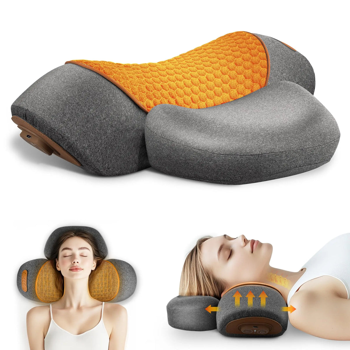 Electric Neck Massager Cervical Pillow Hot Compress Neck Stretch Heating Vibration Neck Shoulder Massage Pillow Back Traction