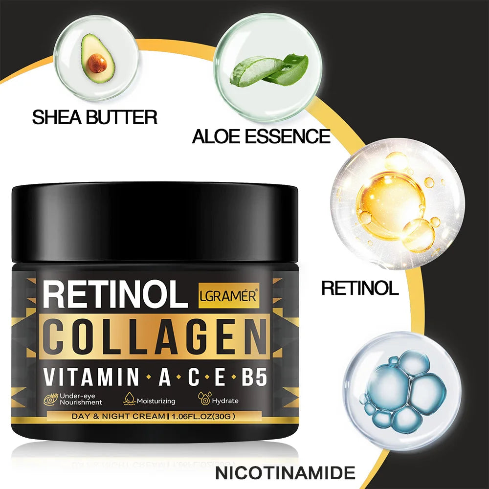 Men's Retinol Collagen Face Cream Skincare Moisturizing Brightening Hydrating Smooth Wrinkles Firming Facial Men Skin Care