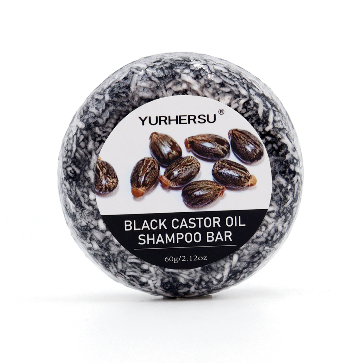 60g Black Castor Shampoo Bar 2-in-1 Shampoo and Conditioner, Made with Castor Extract, Nourishes and Cares for All Hair Types.