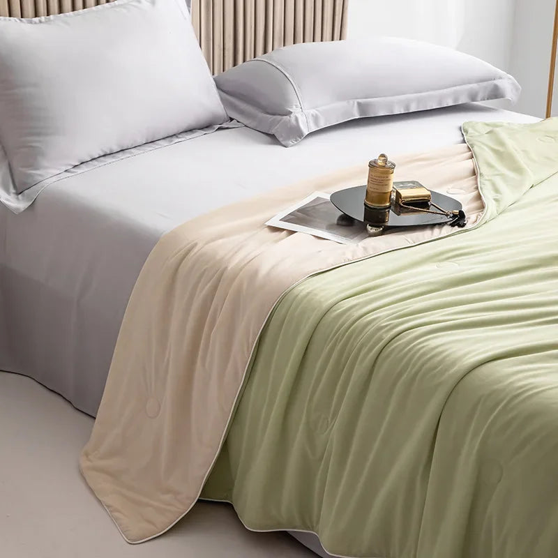 Cold Silky Summer Blanket Cooling Fabric Air Condition Quilt Cool Blankets for Beds Double Side Lightweight Cooled Comforter