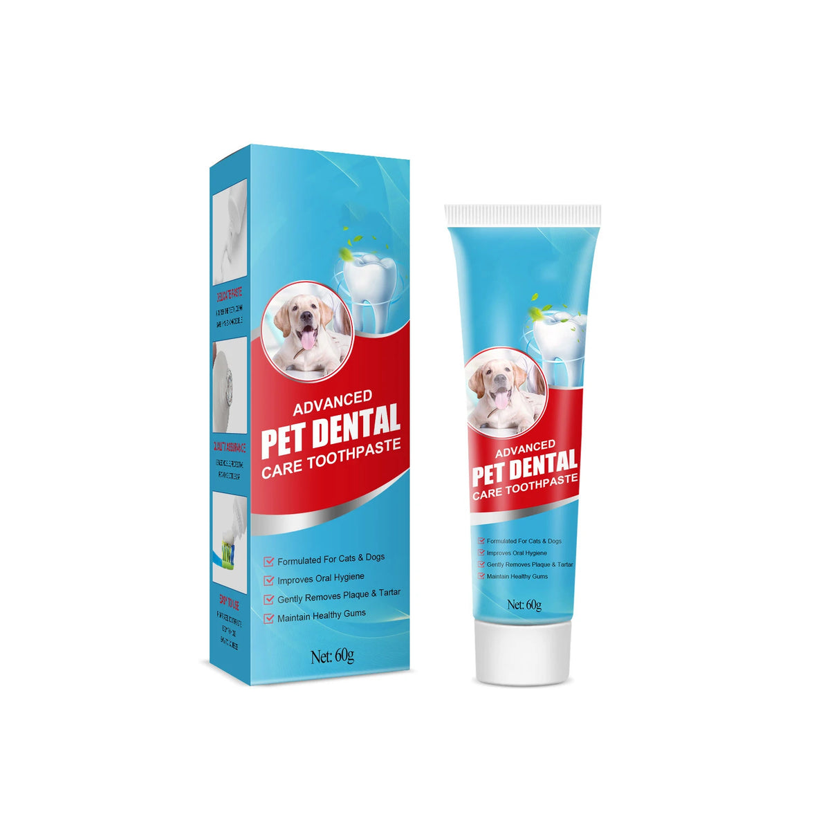 60g Pet Dental Care Toothpaste Plant Fresh Breath Plaque&Tartar Control Edible Oral Care for Dog Cat