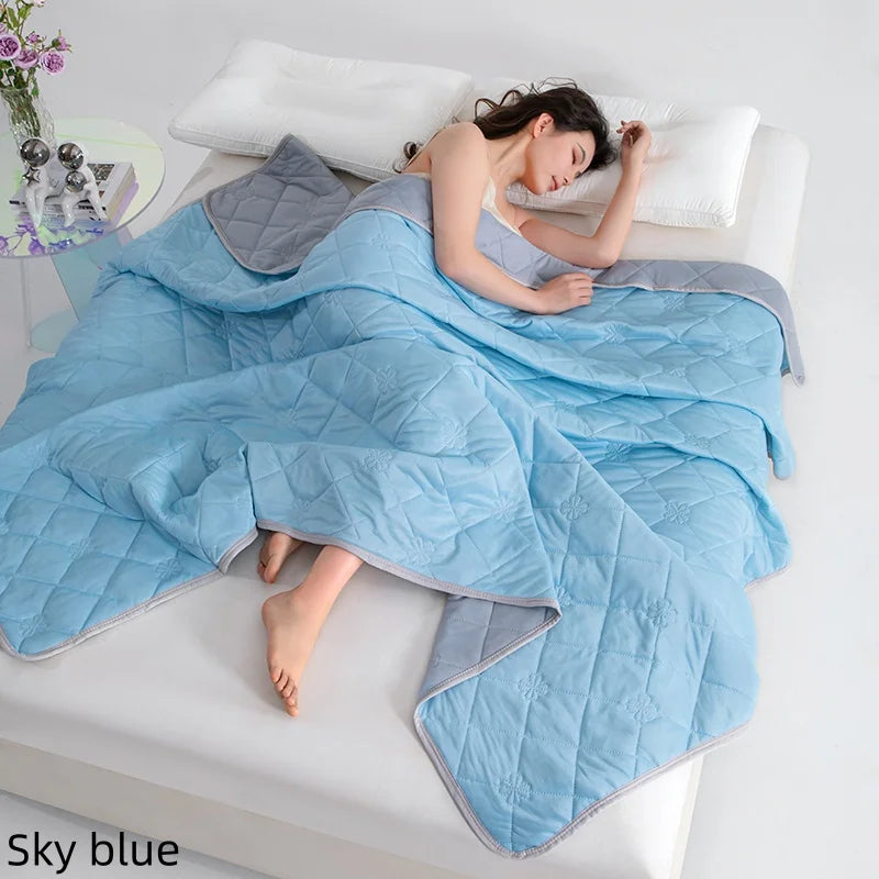 New Soft Cooling Blanket Lightweight Smooth Air Condition Comforter Lightweight Summer Cool Quilt Double Side Cold Bedspread