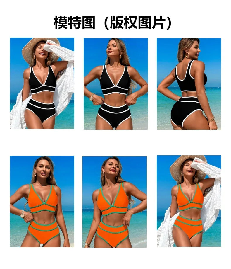Sexy Floral Print Bikini Woman Beach Clothing Halter Swimsuit Girl Fashion Two-piece Triangle Swimwear Bikini Set Bathing Suits