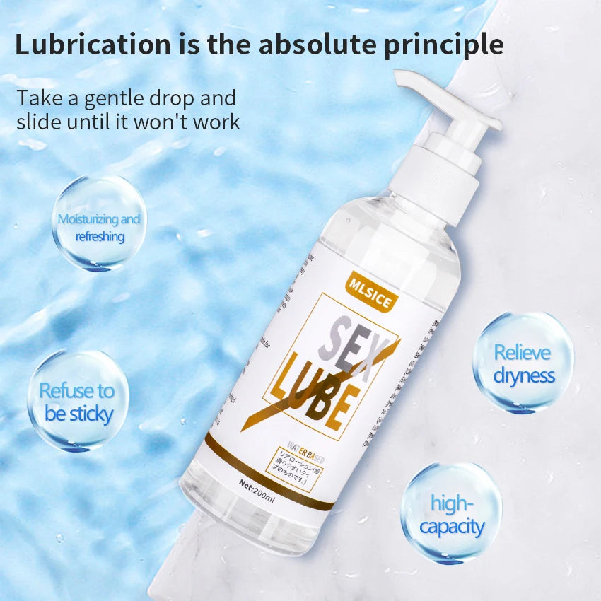 Natural Water Based Sexual Lubricant for Women Adult Vagina Pusssy Lube Men Gay Anal Sex Toy Gel Intimate Body Massage Oil 200ml