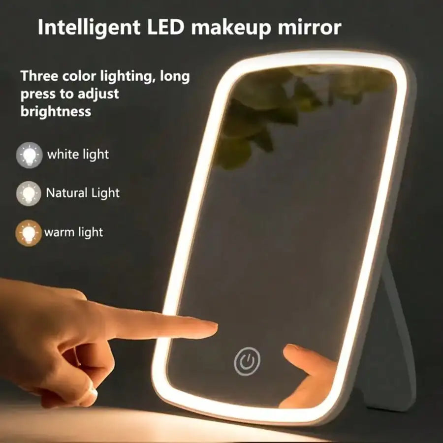LED Makeup Mirror,Touch Control Vanity Mirror Front Light, 3 Light Modes Rechargeable Portable Cosmetic Mirror Modern Style
