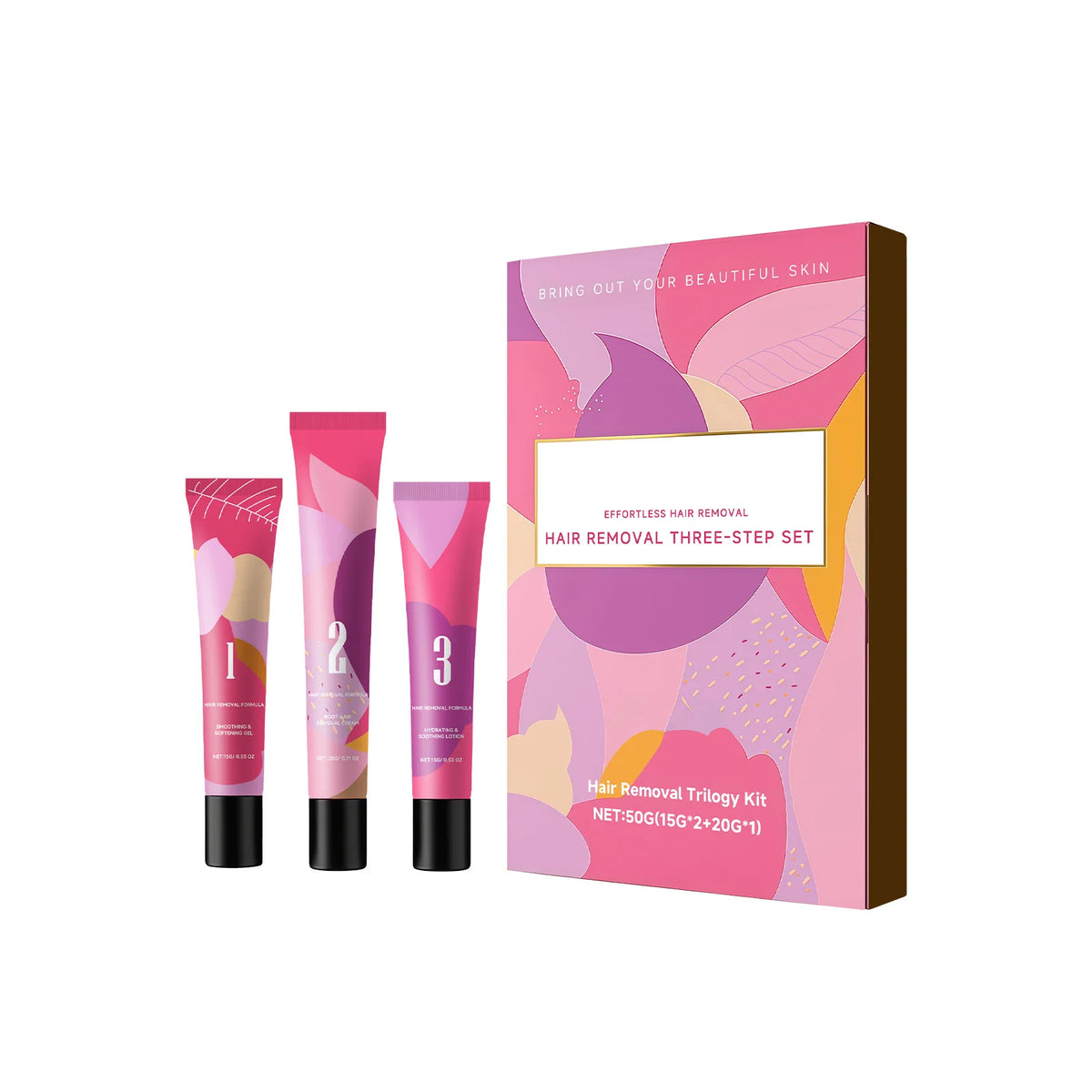 3Step Hair Removal Trilogy Kit Gentle Facial Depilatory Set Painless Hair Remover Soothing Lotion Cream With Softening Gel