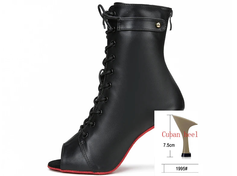 Bottes noires à talons hauts pour femmes, talons aiguilles fins, chaussures de danse latine, sexy,salsa et tango