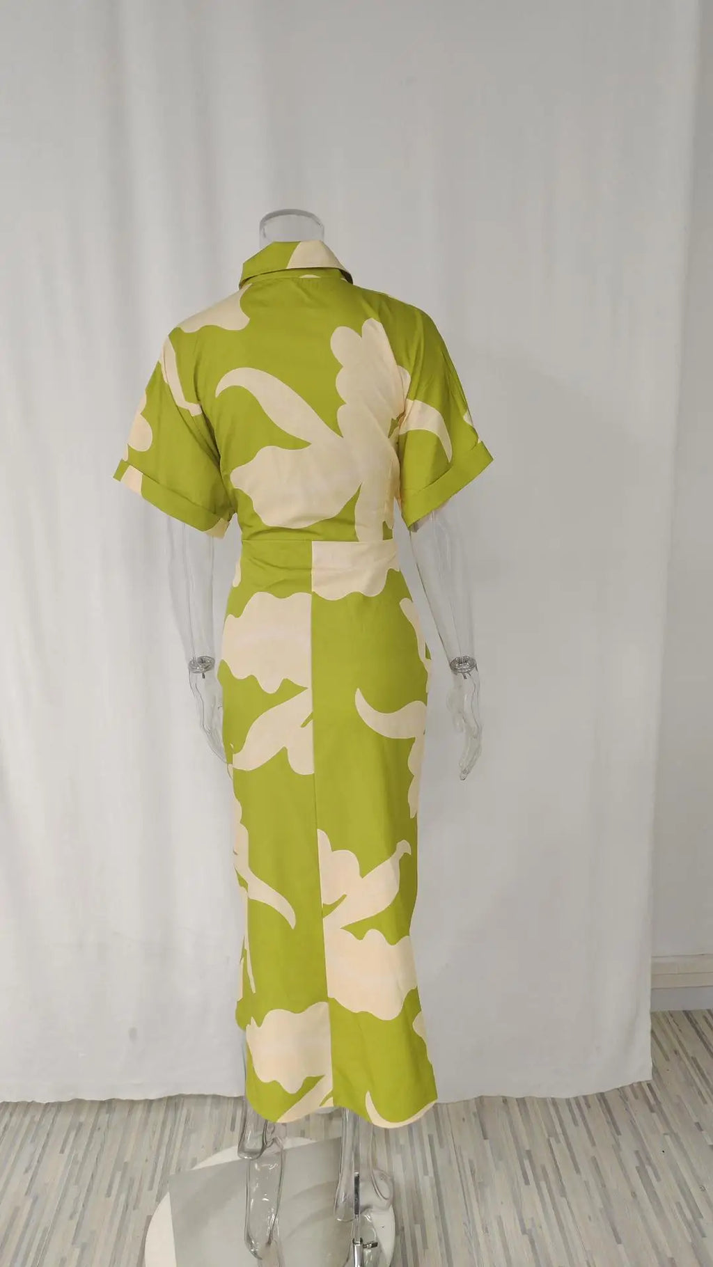 Elegant Dresses For Lady Vestidos 2026 Woman Dress Vestido Commuting Temperament Printed Irregular Leace-up Lapel Slim Contrast