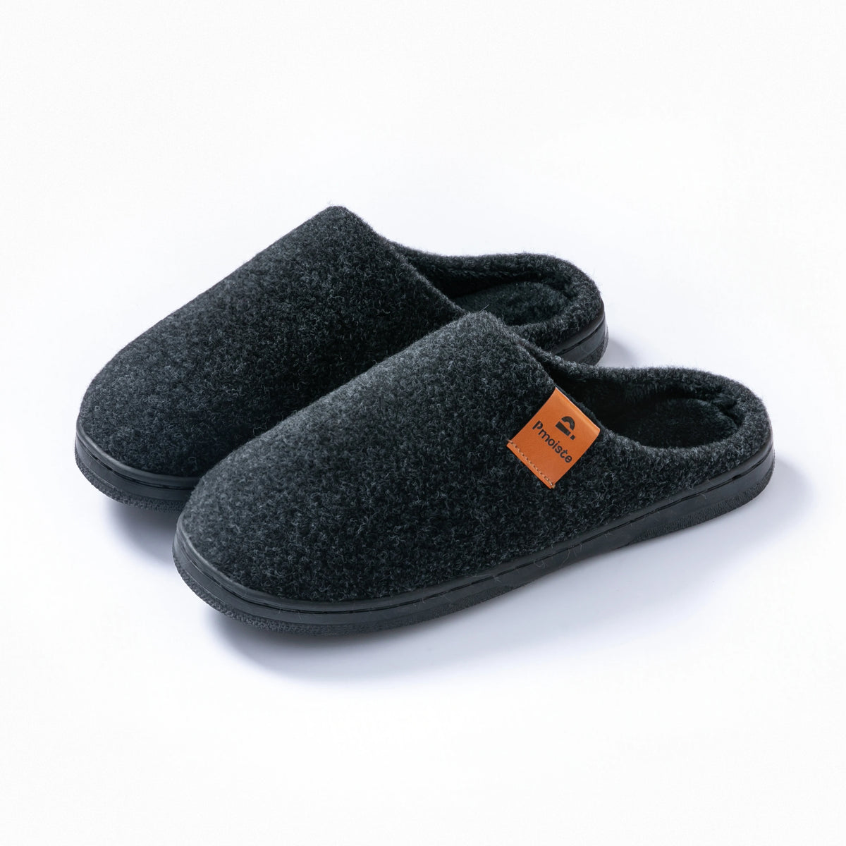 House Slippers for Men Warm TPR Non Slip Felt Soft Memory Foam Cushion Indoor Shoes Winter Comfortable