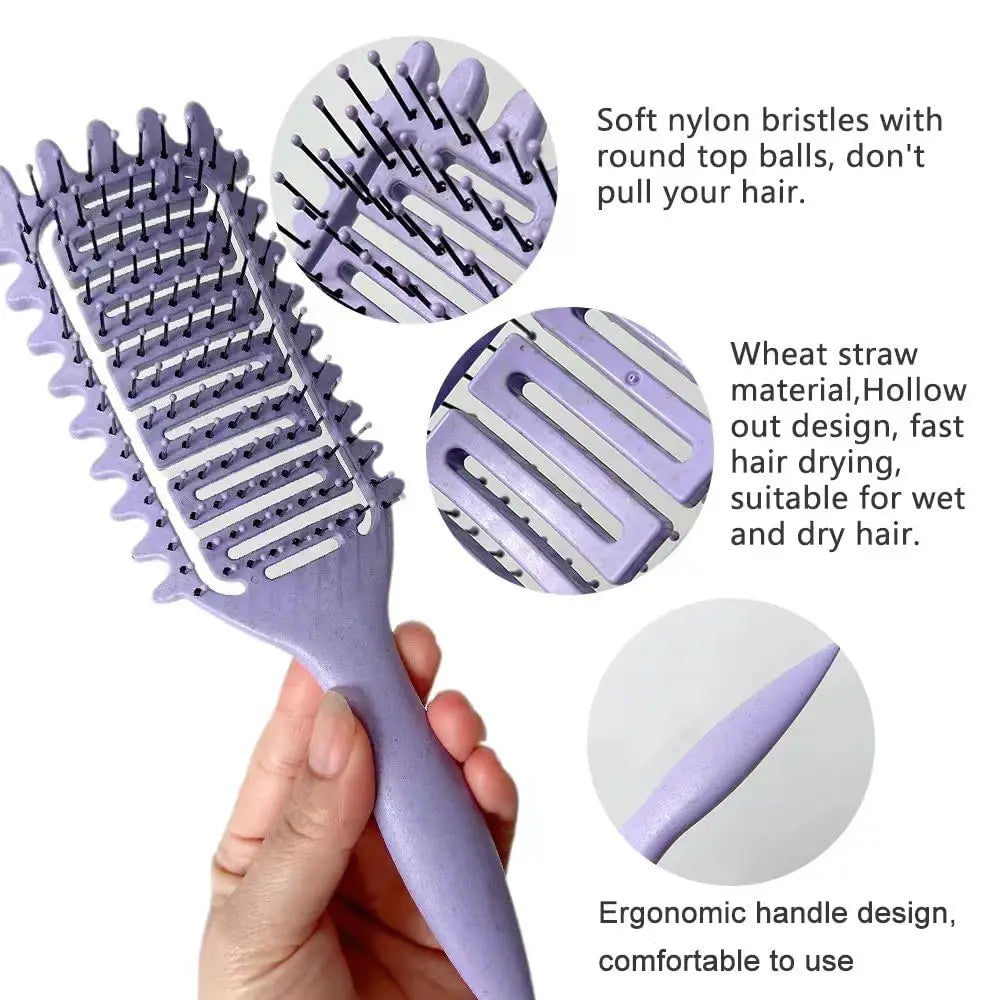 3 in 1 Curl Define Styling Brush Hollow Out Detangling Hair Brush Tangled Hair Comb Shaping Defining Curls Barber Styling Tools