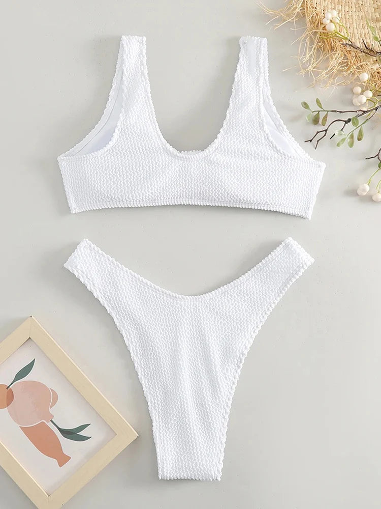 Sexy Plain Bikini Women's Swimsuit Brazilian Female Swimwear 2026 Push Up Bathing Suit Thong Bikinis Sets Two-piece Beach Wear