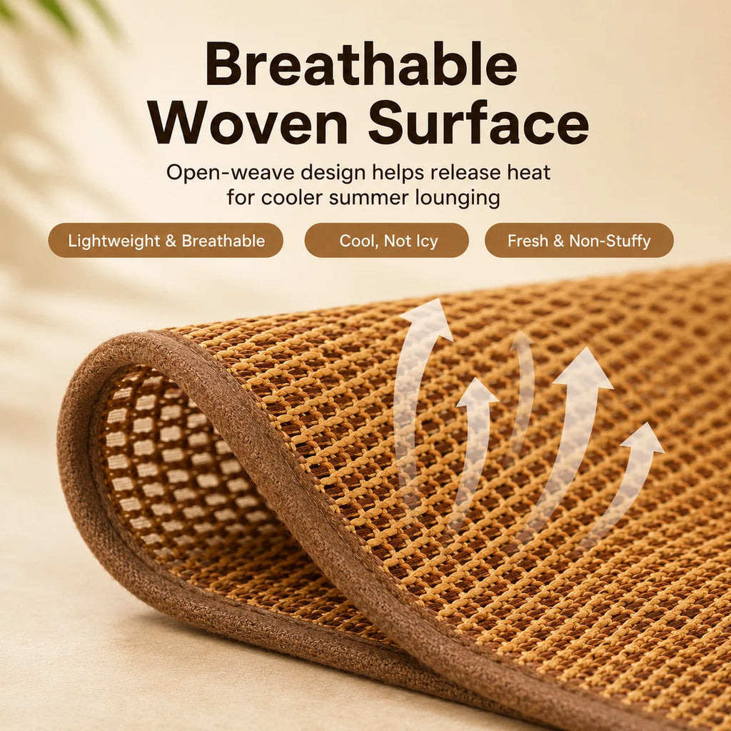 Pet Cooling Mat for Cats Round Woven Summer Sleeping Pad Breathable Washable Cat Bed Mat for Indoor Pets