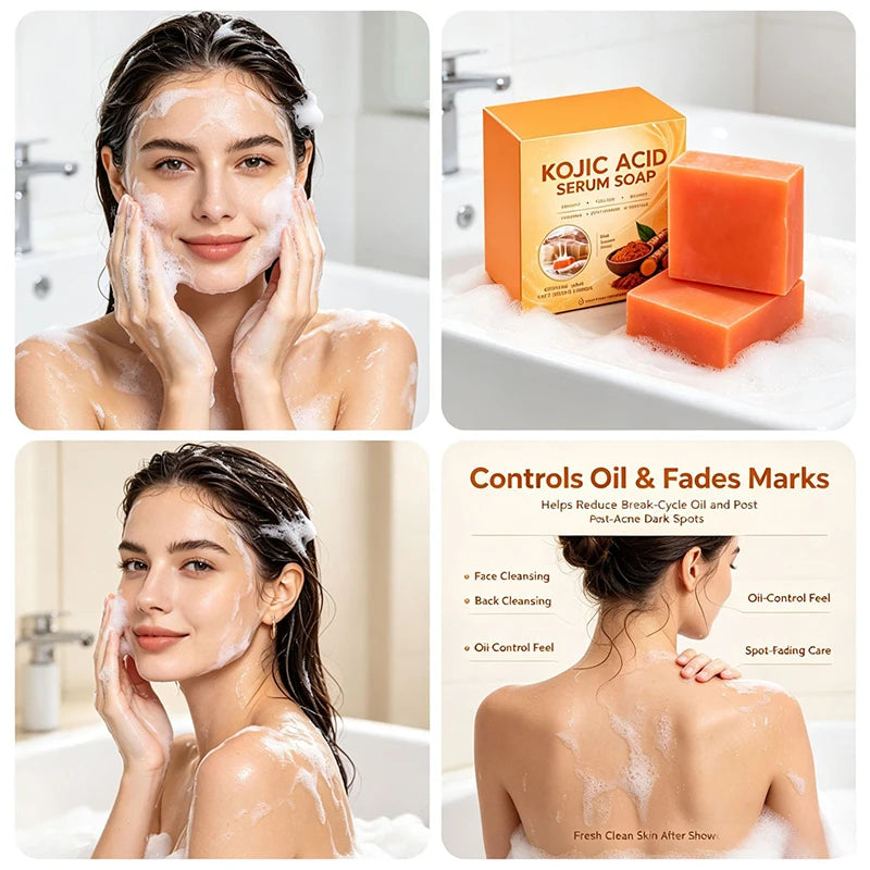 Kojic Acid Turmeric Serum Soap 100g Gentle Clean Rich Foam Facial Body Cleansing Bath Soap Oil Control Brighten Skin Soap