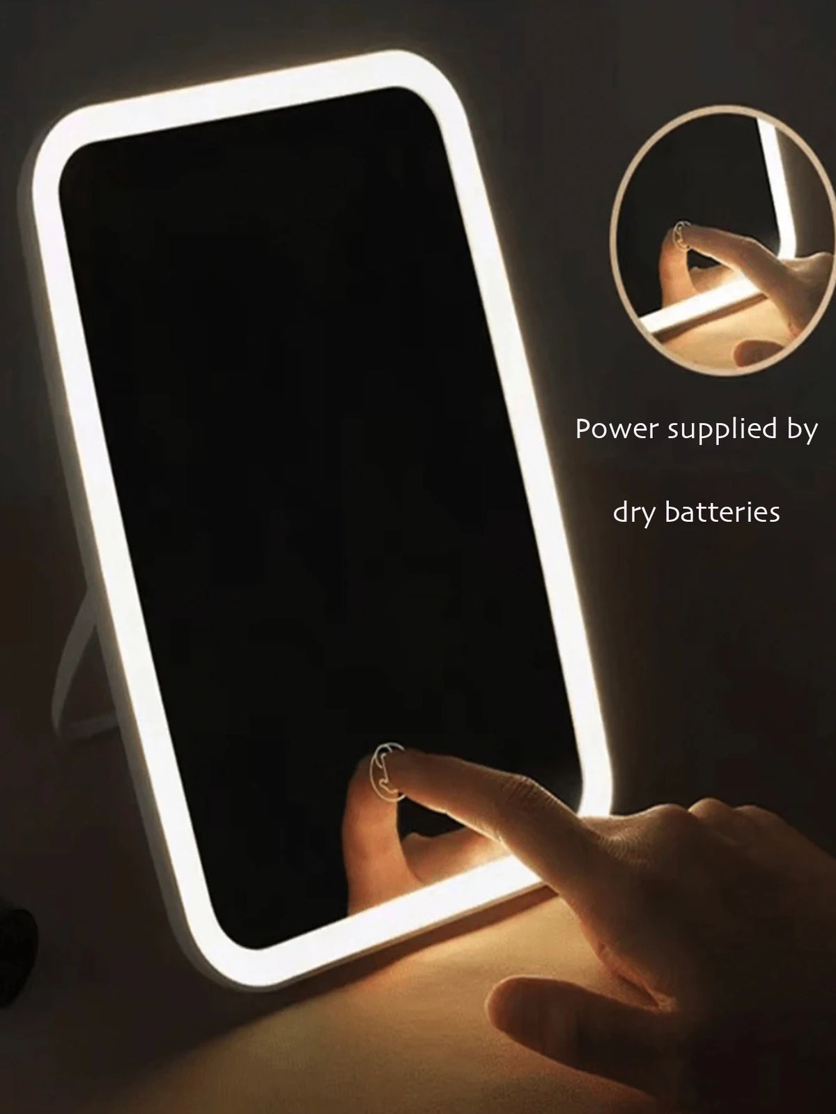 LED Makeup Mirror,Touch Control Vanity Mirror Front Light, 3 Light Modes Rechargeable Portable Cosmetic Mirror Modern Style