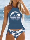 Sexy Beach Wear Swimwear Women 2024 Tankini Bikini Set Tied Halter Two-Piece Swimsuit Biquinis Backless Bath Suit Monokini