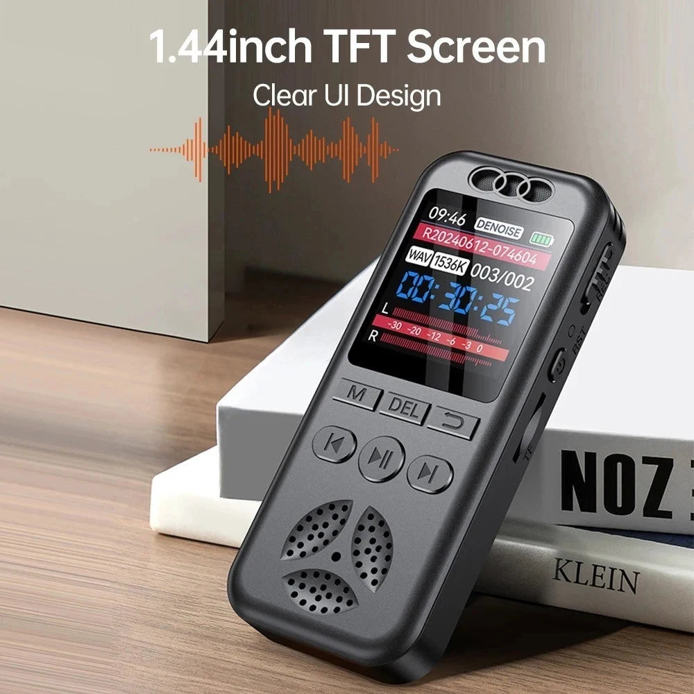 Digital Voice Recorder MP3 Player HD Noise Reduction WAV Audio Player One-Button Portable Business Recording Device
