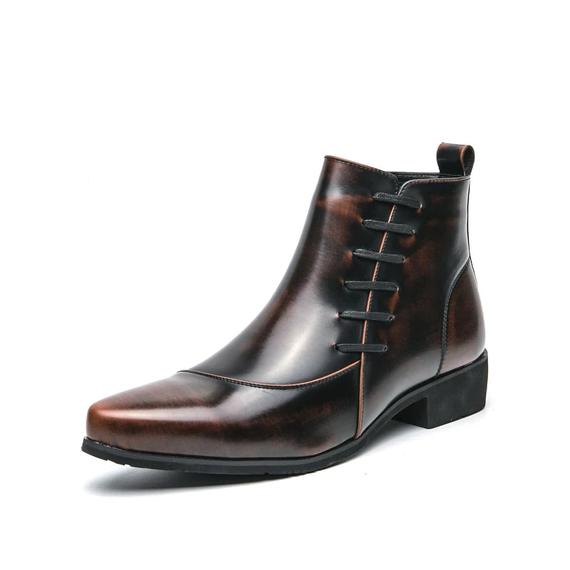 British Retro Riding Boots for Men Chelsea High-Top Leather Shoes for Men Trendy Suit Leather Boots for Men British Knight Boots