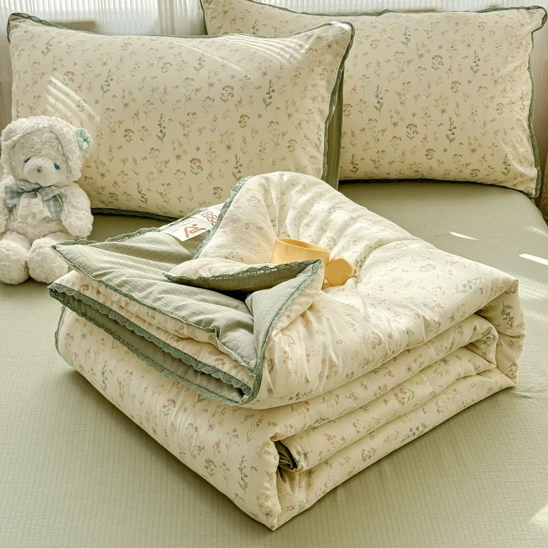 New Sweet Printed Air-Condition Blanket Soft Skin-Friendly quilted quilt Breathable Cooling Summer Comforter Queen King Beds
