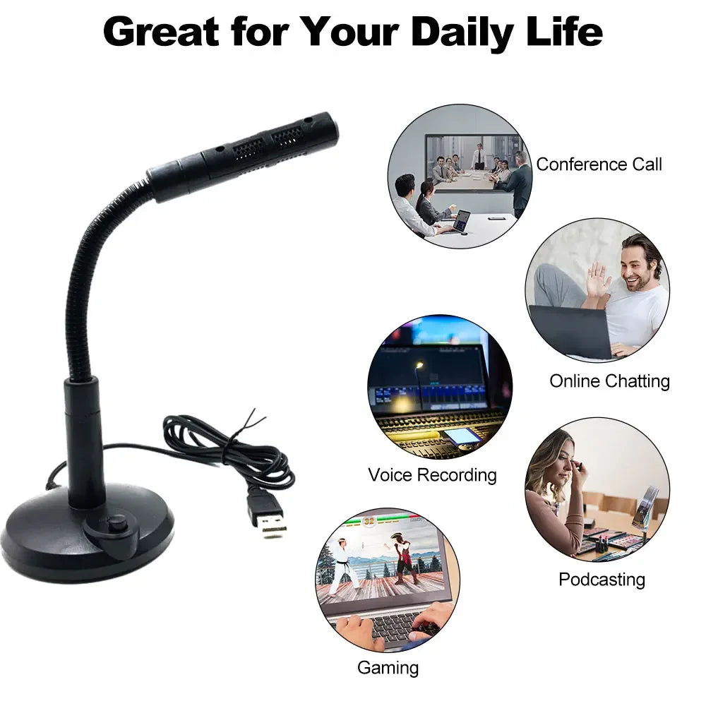 USB Computer Microphone Noise-Cancelling Recording Desktop Mic for PC Laptop for Online Chatting Home Studio Podcasting Gaming