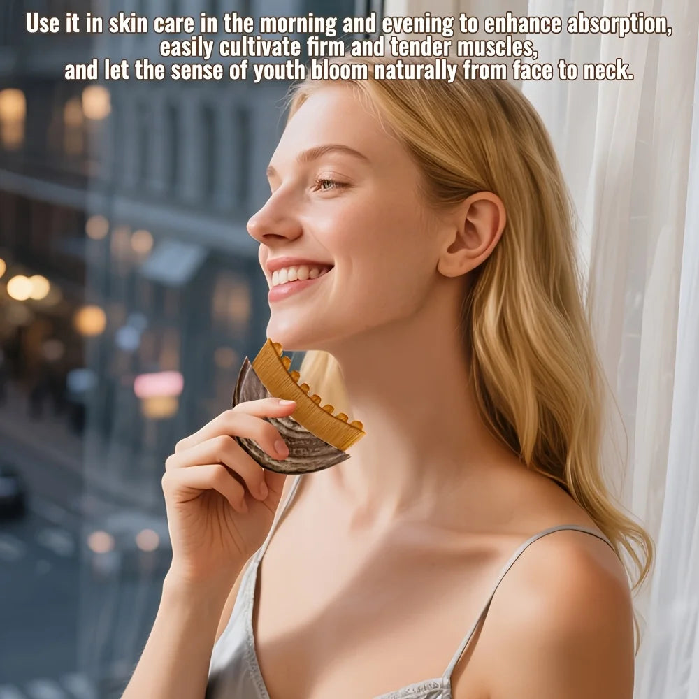 Lymph Contour Facial Brush, Dry Brush for Face, Jawline, and Chin Shaping, Ergonomic Design, Precise Fit to Light Beige