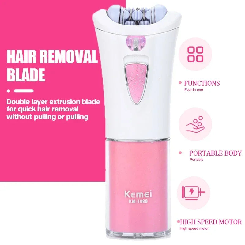 Kemei KM-1999 Depilatory Electric Female Epilator Women Dry Battery Hair Removal for Facial Body Armpit Underarm Leg Depilation
