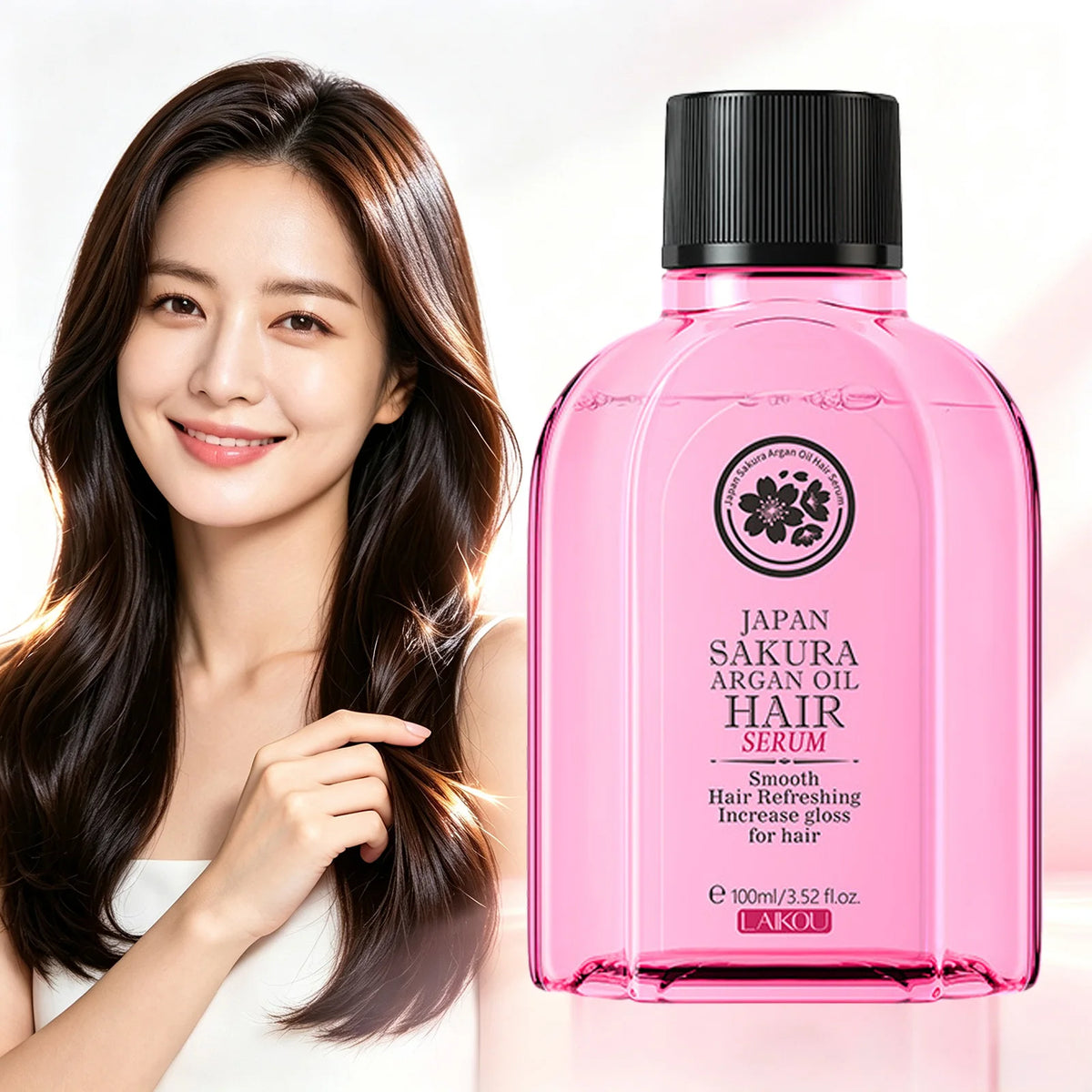 LAIKOU Japan Sakura Argan Hair Serum 100ml Smoothing Nourish Dry Hair Boost Gloss Refreshing Anti Frizz Hair Care Essential Oil