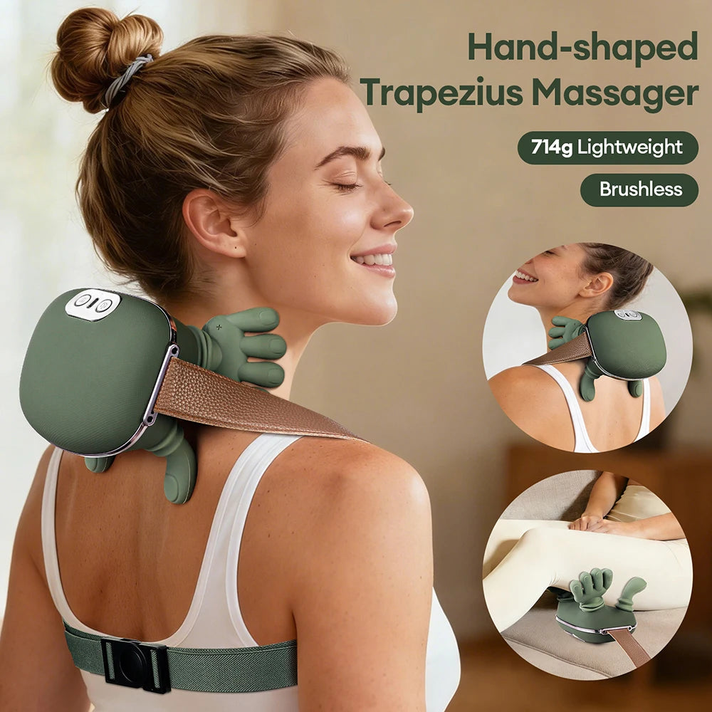 4D Bionic Finger Neck Shoulder Massager Wireless Neck Cervical Trapezius Kneading Massage Shawl Brushless Motor Neck masajeador