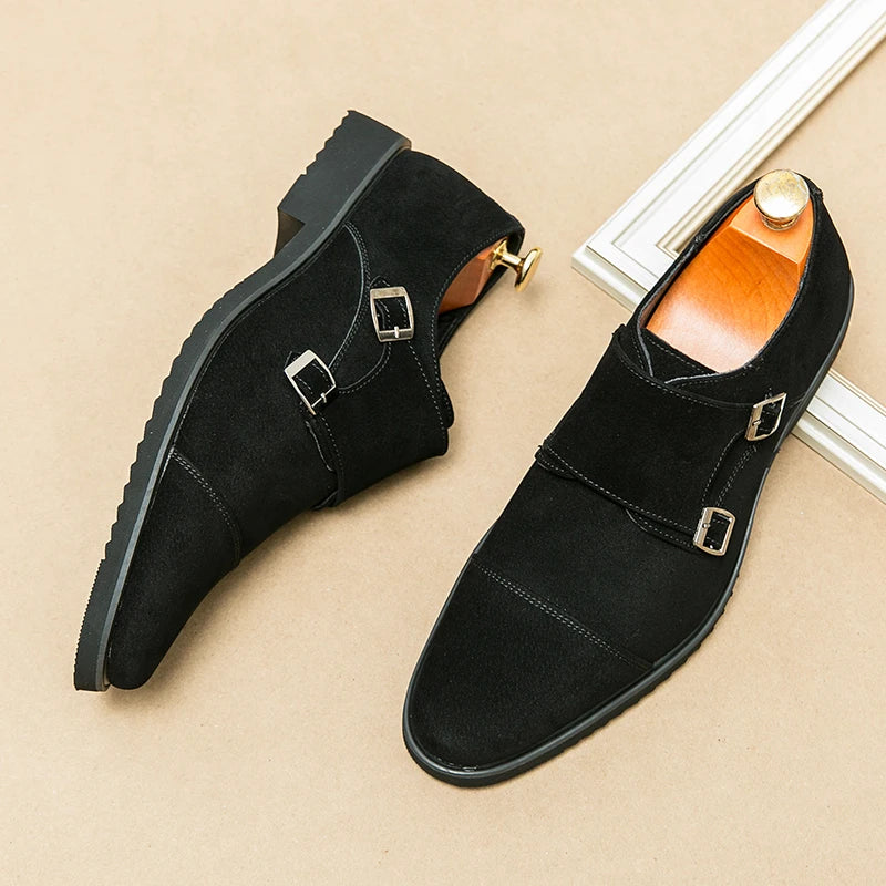 Men's Suede Shoes Europe America Anti-skid Flat Shoes Fashionable Loafers Soft Soled Business Dress Casual Leather Shoes 38-46