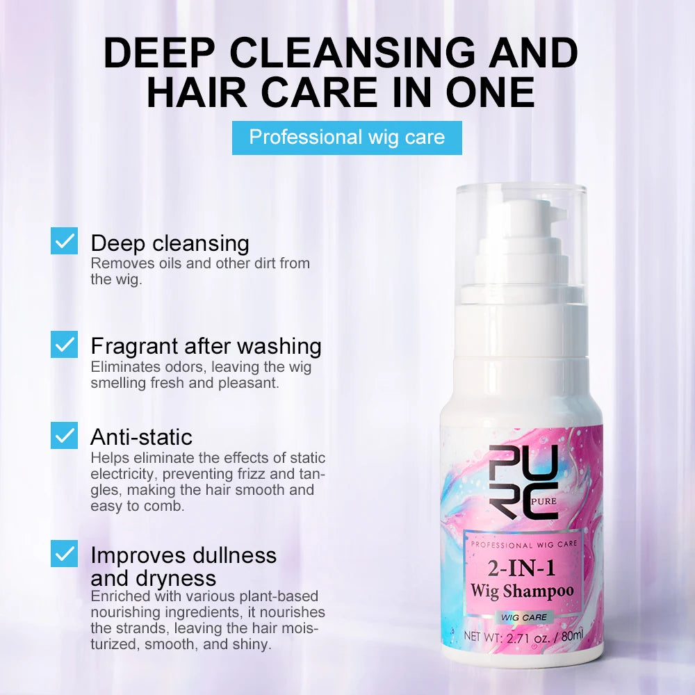 PURC Wig Shampoo And Conditioner Kit Coconut Oil Smoothing Shiny Hair Care Products for Wigs Women