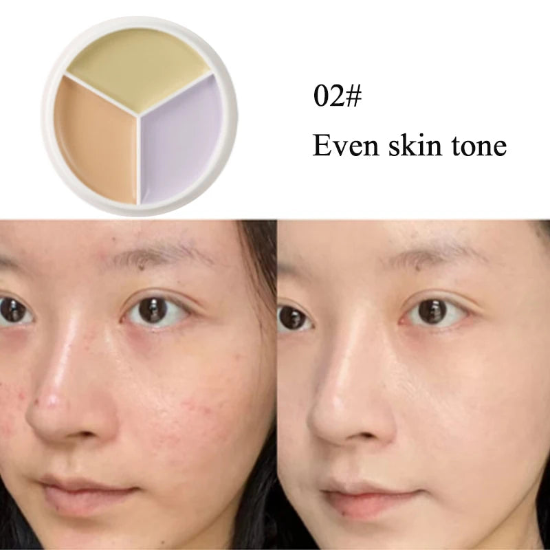 3 Colors Concealer Dark Circles Corrector High Coverage Green Nose Contour Shading Cream Palette Face Base Beauty Korean Makeup