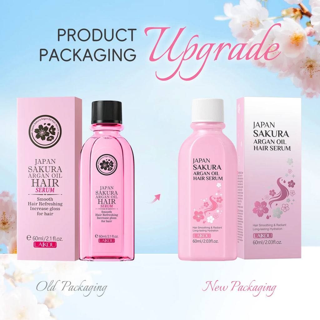 LAIKOU Japan Sakura Argan Hair Serum 100ml Smoothing Nourish Dry Hair Boost Gloss Refreshing Anti Frizz Hair Care Essential Oil