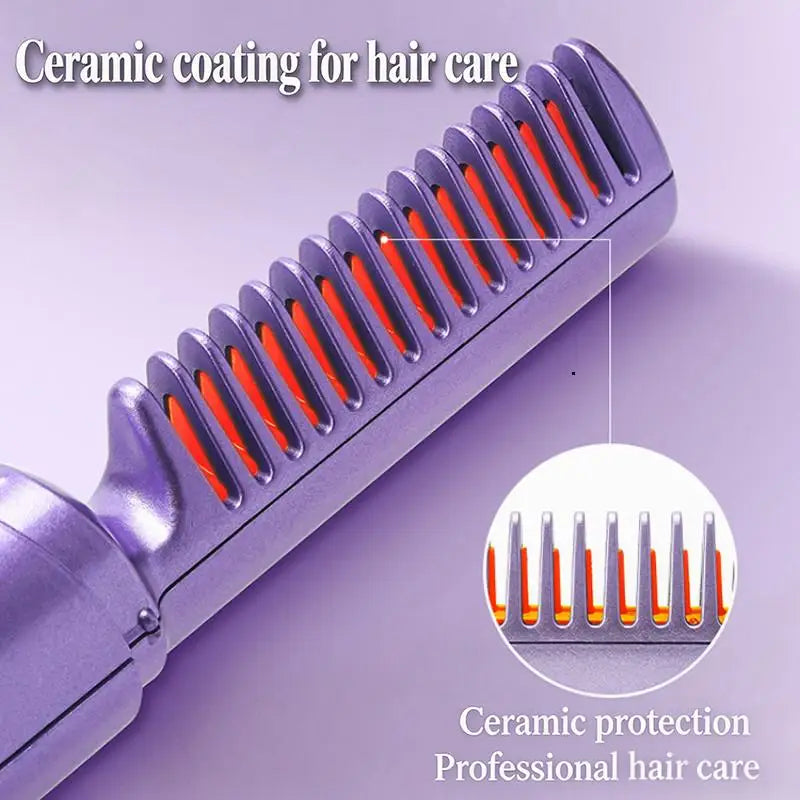 Electric Hair Straightening Comb Hair Curling Brush Multi-Functional Heating Professional Hair Straightening Curling Convenient