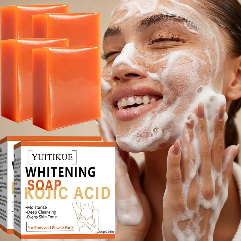 200g Kojic Acid Soap Whitening Soap Deep Cleansing Moisturizing Evens Skin Tone Face Body Intimate Areas Cleansing Bar Soap