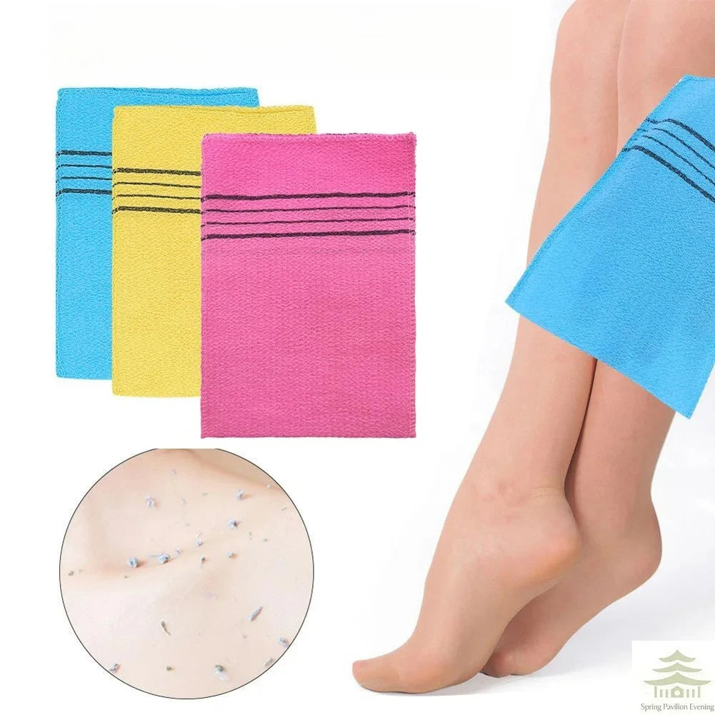 Exfoliating Bath Pad Towels Set Korean Italy Asian Exfoliating Bath Washcloth Body Scrub Shower Soft Polyester Cotton