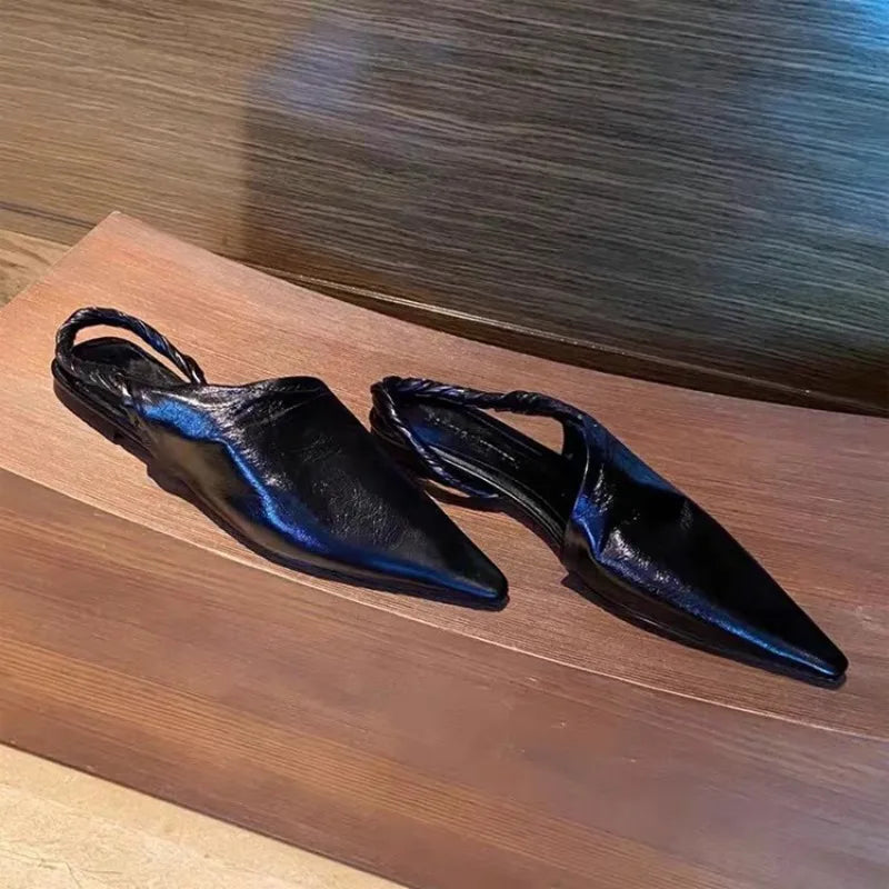 Pointed Toe Women Sandals Flats Casual Shoes 2026 New Designer Summer Elegant Slingback Woman Shoes Slippers Walking Zapatos