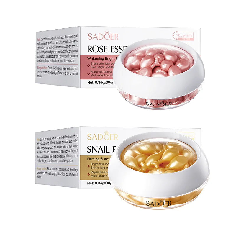 30pcs SADOER Rose Sanil Face Serum Anti Wrinkle Moisturizing Brightening Firming Facial Essence Beauty Face Skin Care Products