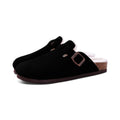 Comwarm Fur Lined Clogs For Women Men Winter Fuzzy Cork Slippers Fur Cork Mules Short Plush House Cork Shoes Winter zuecos mujer