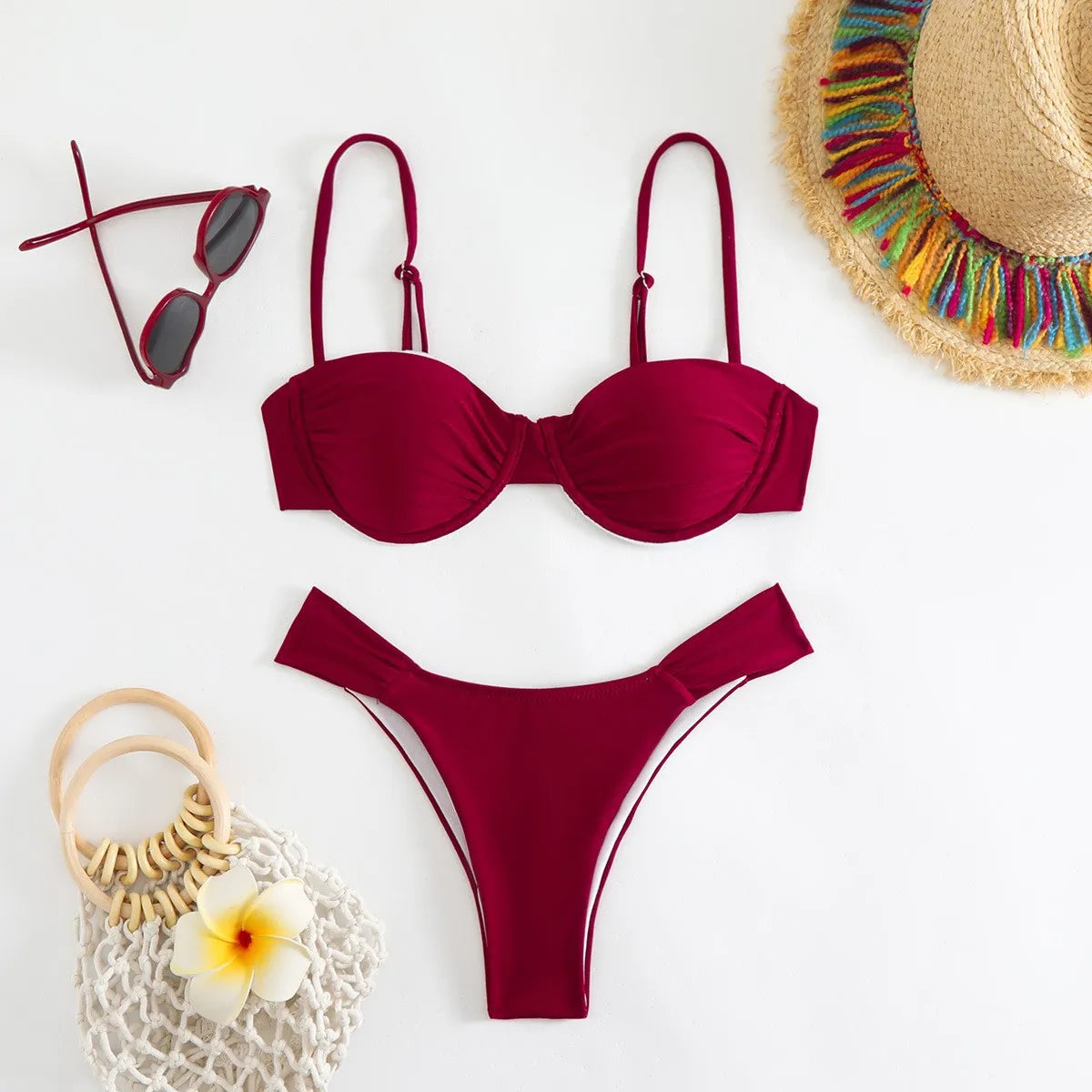 Two Piece Bikinis 2026 New Women Swimsuit Push Up Bathing Suit Sexy Bikini Sets Swimwear Print Beachwear Solid Biquinis Vacation