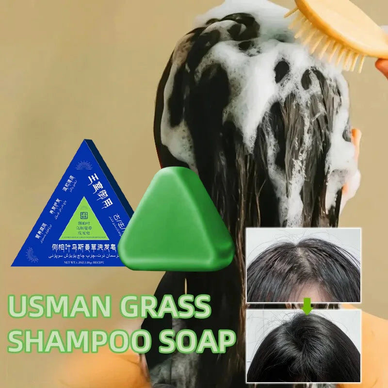Herbal Shampoo Soap New Cypress Leaf Strong Black Shiny Hair Handmade Soap Anti-hair Loss Oil Control Dandruff Hair Growth Soap