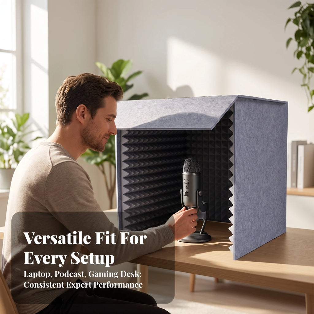Desktop Sound Booth Quiet Acoustic Enclosure with Sound-Absorbing Foam Desktop Soundproof Cover Clearer for Podcasters