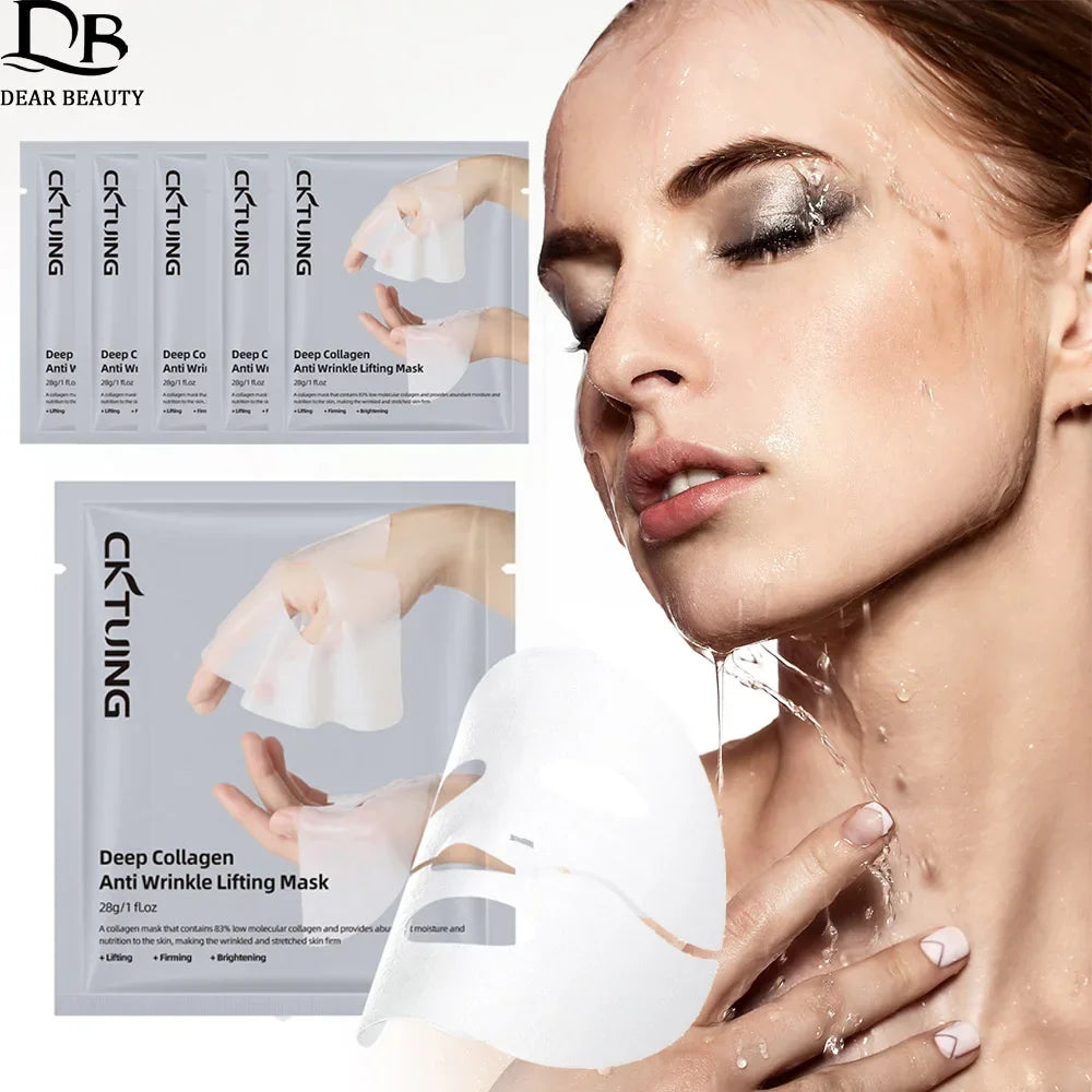 5PCS Collagen Face Masks Deep Hydrating Moisturizing Brightening Firming Skin Facial Masks Split Sheet Mask Korean Skin Care