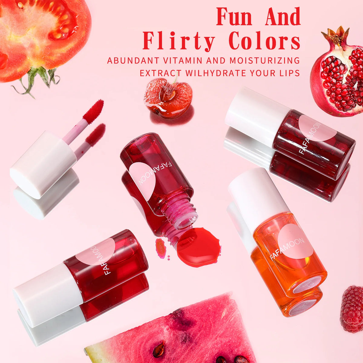 Fruity Lip Tint Water Gloss Tint, Moisturizing Waterproof Liquid Lipstick, Non-Stick, High Pigment, Long-Lasting Vibrant Colors