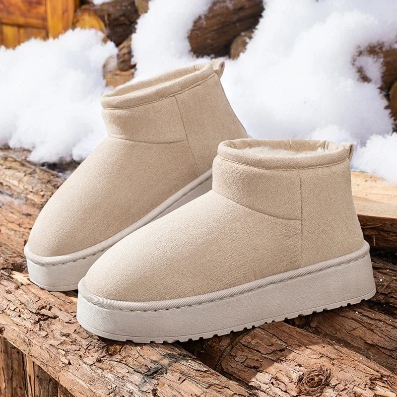 Women Non Slip Thick Bottom Brand Snow Boots Winter 2026 Comfort Platform Warm Plush Ankle Boots Women's Cotton Short Booties