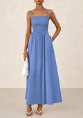 Elegant Feminine Long Dresses For Summer Vacation 2026 Pleated Strap Dress For Women Vestidos Fiesta Mujer Vestidos Fiesta