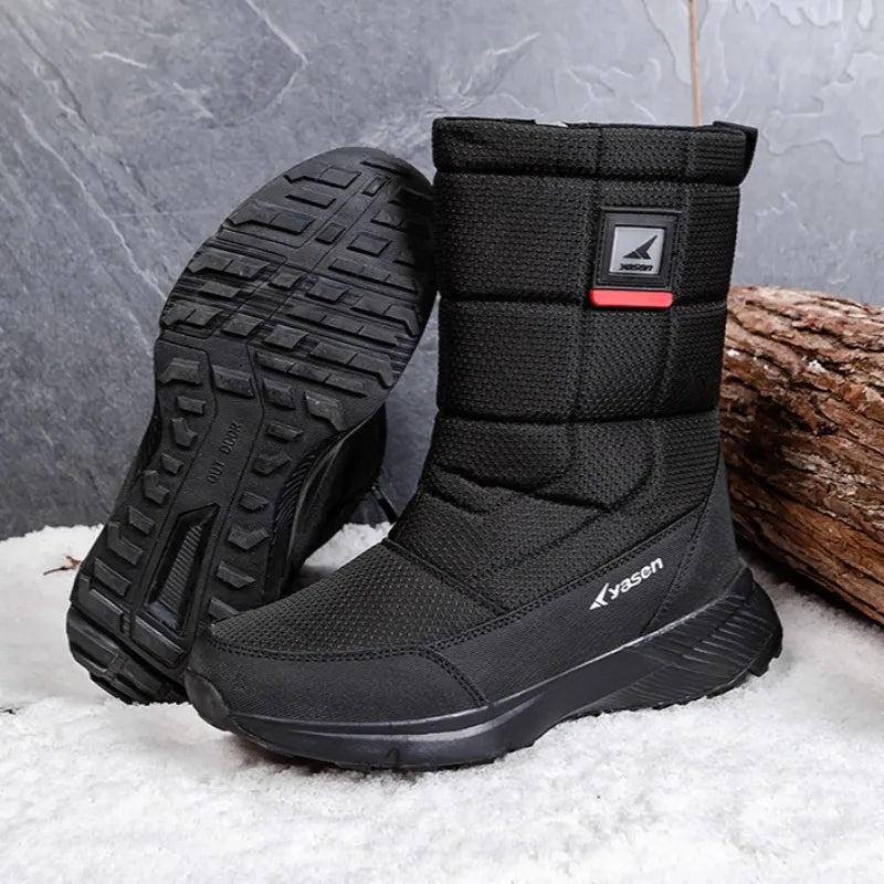Mens Snow Boots Thickened Plush Warm Cotton Boots Outdoor Non-slip Platform Boot High-top Winter Boots for Men Botas Para Hombre