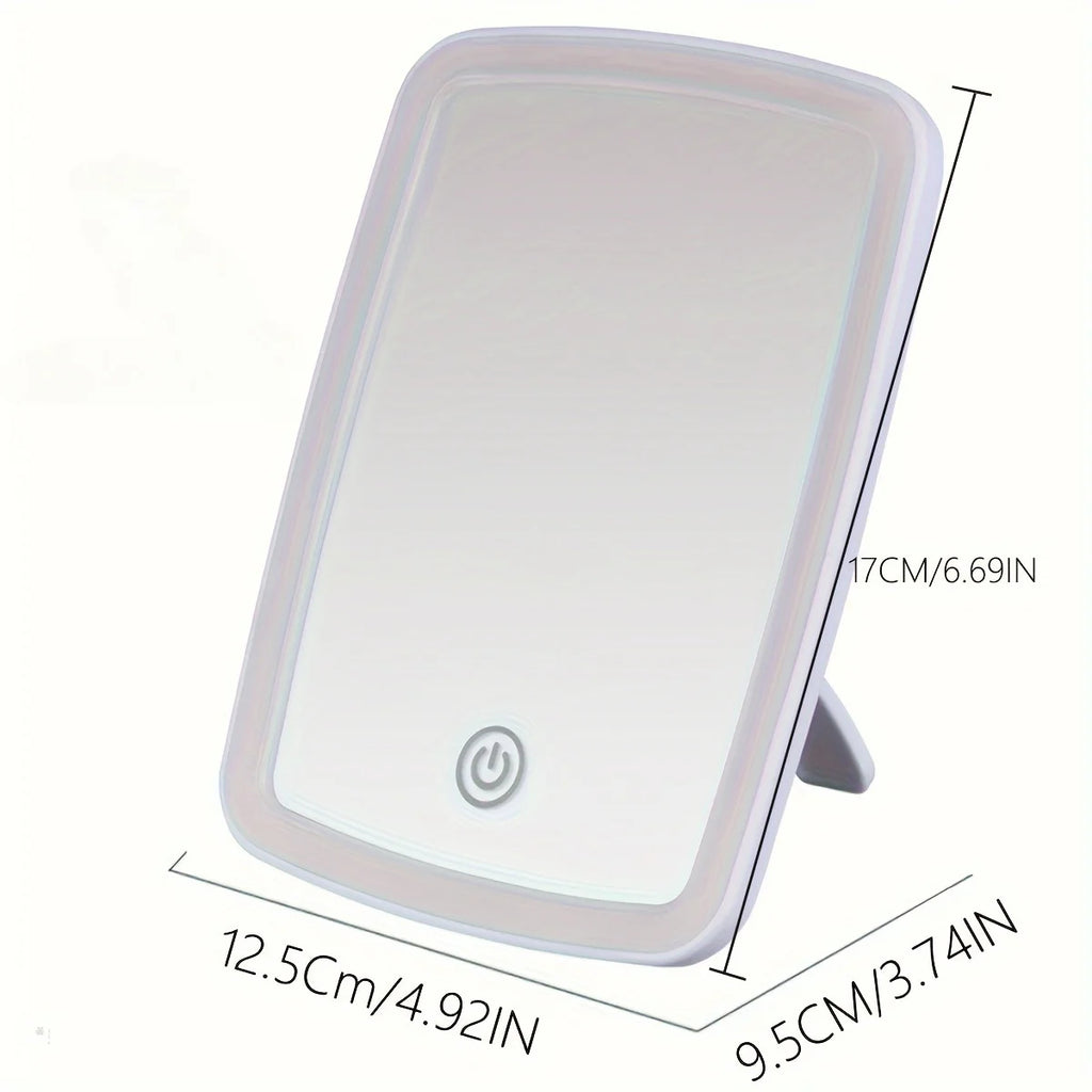 LED Makeup Mirror with Touch Sensor 3 Color Lighting  Adjustable Brightness Folding Tabletop Cosmetic Mirror with USB Charging