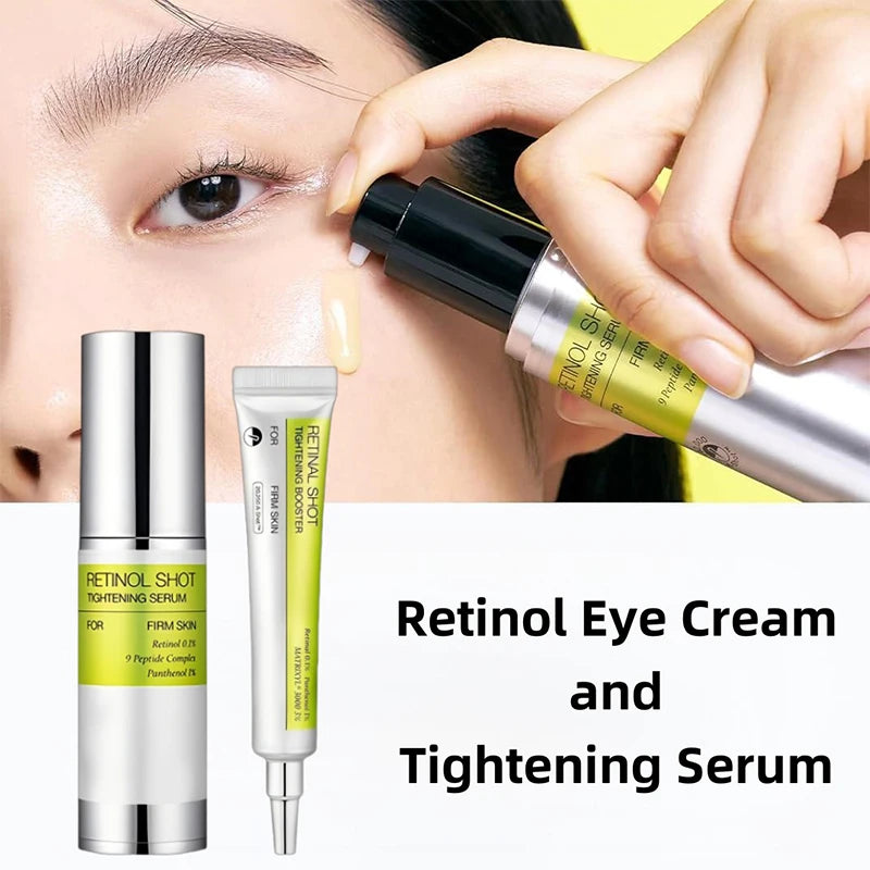 Korean Vita A Retinol Firming Serum Eye Cream Set Tightening Booster Deeply Moisturizing Pore Shrink Dark Circles Repair Serum