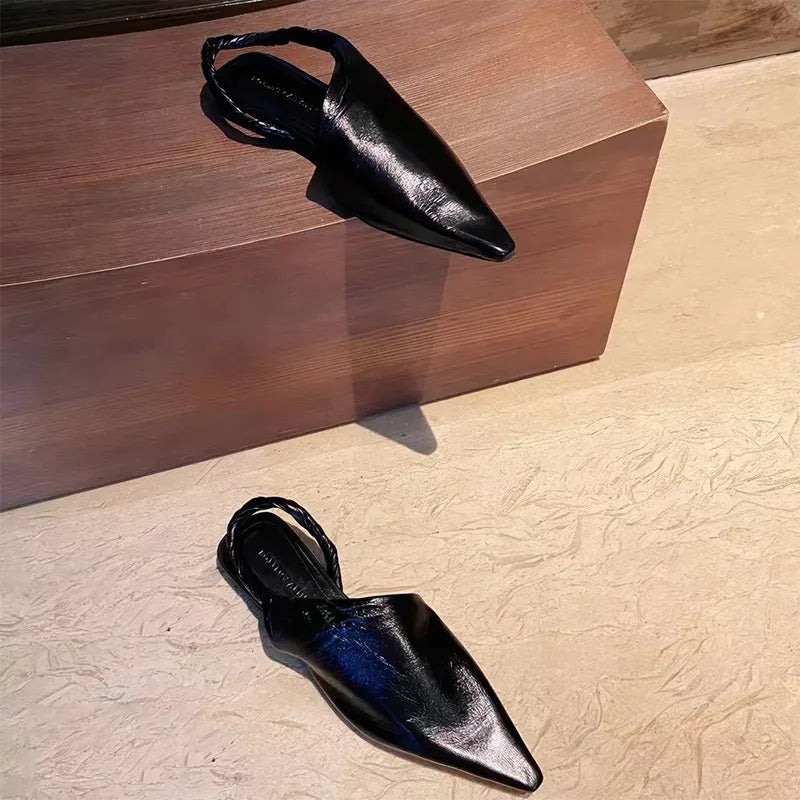 Pointed Toe Women Sandals Flats Casual Shoes 2026 New Designer Summer Elegant Slingback Woman Shoes Slippers Walking Zapatos